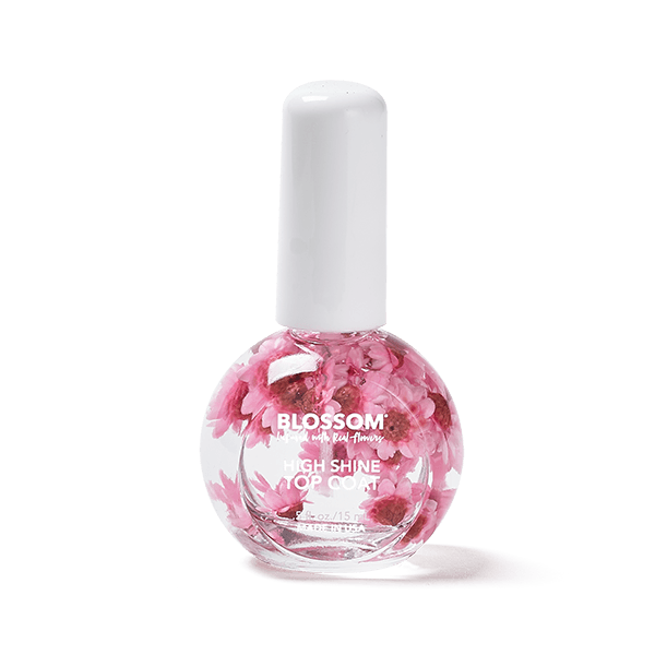 Blossom high shine top coat with pink flowers