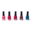 5 bold Blossom nail polish colors: Poppy, Geranium, Knock Out Rose, Hydrangea and Chocolate Cosmos
